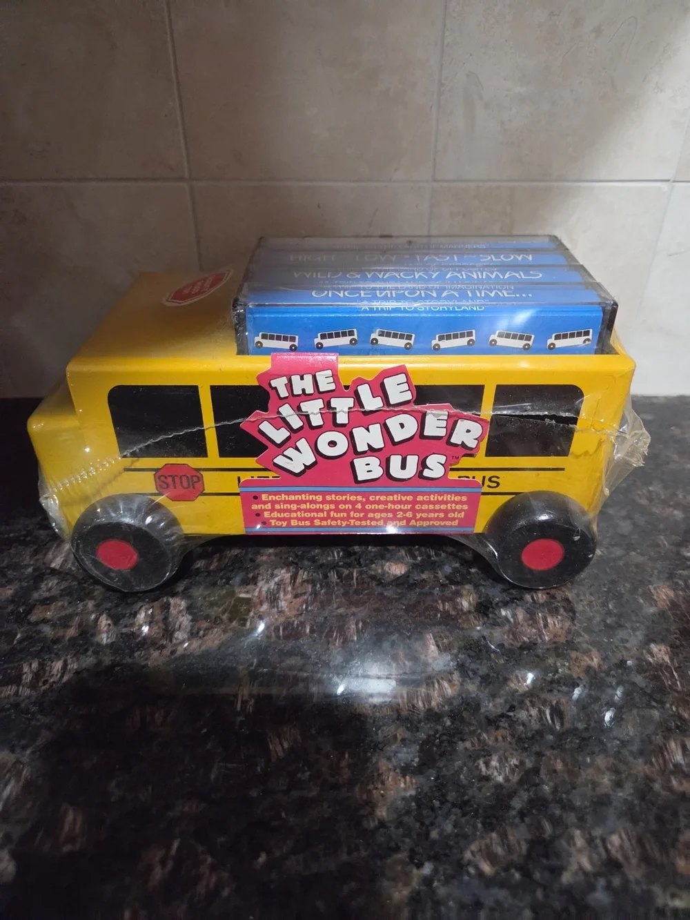 Kids Toy - Yellow Play Bus with Red Wheels